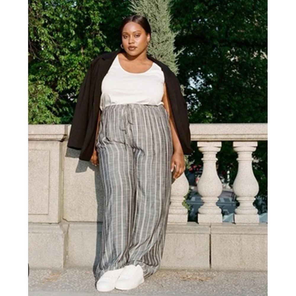 Pari Passu Wide Leg Stripe Lightweight Palazzo Pants Sz 18‎ Resort Office 36x30